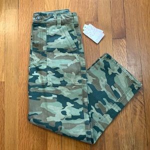 Free People Green Camouflage Straight Leg Pants